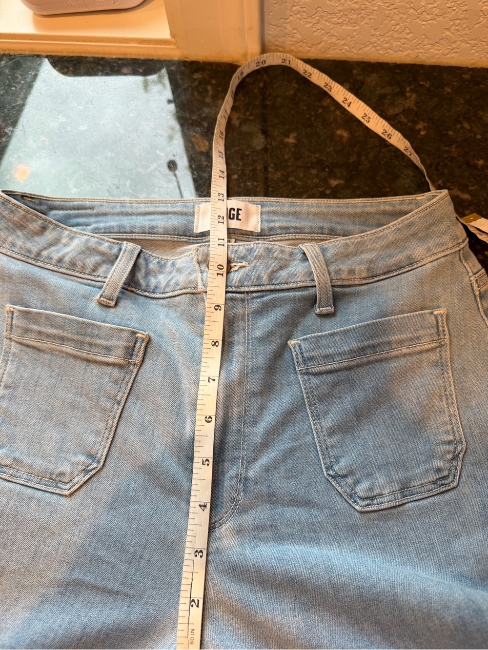 NWOT Paige Connie Jean. “Yuri” Wash. Patch Pockets. Wide Leg. Sz 28. Stretch. - Picture 7 of 8